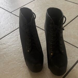 Black Women's Lace-Up Ankle Boots